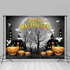 Halloween Horror Nacht In Karikatur Geister Stadt Hintergrund