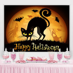 Glücklich Halloween Mond Schwarz Katze Party Hintergrund für Foto