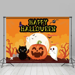 Glücklich Halloween Kürbis Karikatur Schläger Katze Hintergrund für Kind Party