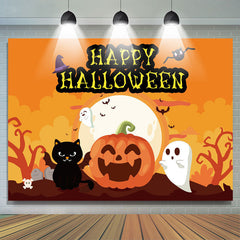Glücklich Halloween Kürbis Karikatur Schläger Katze Hintergrund für Kind Party