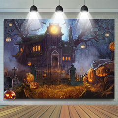 Verfolgt Haus Beängstigend Kürbis Laterne Halloween Dekor