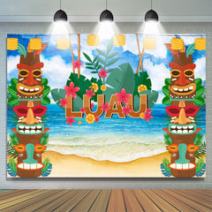 Hawaii Blau Himmel Strand Monstera Luau Sommer Hintergrund