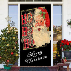Hohoho Jahrgang Weihnachtsmann Klaus Weihnachten Tür Abdeckung