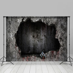 Loch Und Blutig Wände Beängstigend Halloween Party Hintergrund