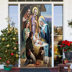 Heilig Niedlich Baby Schaf Weihnachten Tür Abdeckung Dekoration