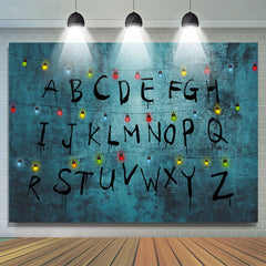 Schrecklich Alphabet Mit Bunt Licht Halloween Hintergrund
