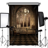 Schrecklich Schloss Fenster Zimmer Beängstigend Halloween Hintergrund