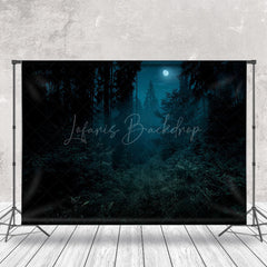 Schrecklich Wald Unter Mondlicht Bei Nacht Hintergrund