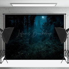 Schrecklich Wald Unter Mondlicht Bei Nacht Hintergrund