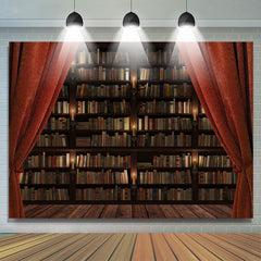 Schrecklich Rot Vorhang Mit Buch Regal Halloween Hintergrund