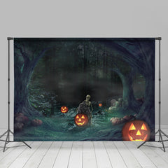 Schrecklich Schädel Nacht Mit Kürbis Halloween Hintergrund