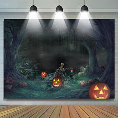 Schrecklich Schädel Nacht Mit Kürbis Halloween Hintergrund