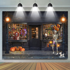 Schrecklich Schädel Gehen An Der Straße Halloween Hintergrund