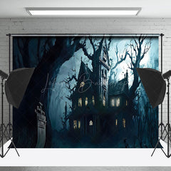 Horror Schloss Misty Wald Halloween Hintergrund