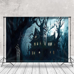 Horror Schloss Misty Wald Halloween Hintergrund