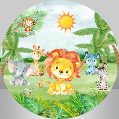 Dschungel Tiere Und Sonne Runden Jungen Baby Dusche Hintergrund