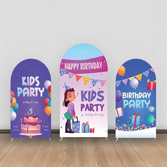 Kinder Party Luftballons Kuchen Geschenke Bogen Hintergrund Bausatz