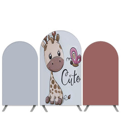 Niedlich Giraffe Thema Licht Blau Baby Dusche Bogen Hintergrund Bausatz