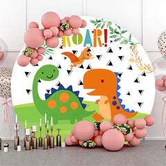 Wenig Niedlich Dinosaurier Runden Glücklich Geburtstag Hintergrund Bausatz