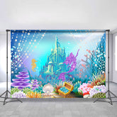 Wenig Meerjungfrau Funkeln Unterwasser Schloss Welt Hintergrund