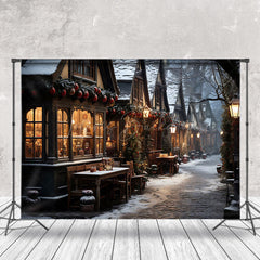 Lofaris Nach Schnee Stadt Licht Nacht Szene Weihnachten Hintergrund