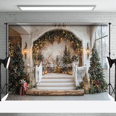 Lofaris Bogen Treppe Wandgemälde Weihnachten Fotografie Hintergrund