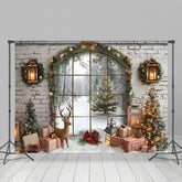 Lofaris Gewölbt Fenster Geschenk Kasten Winter Weihnachten Hintergrund