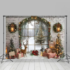 Lofaris Gewölbt Fenster Geschenk Kasten Winter Weihnachten Hintergrund