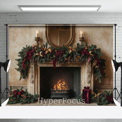 Lofaris Beige Abstrakt Wand Kamin Weihnachten Hintergrund