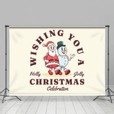 Lofaris Beige Schneemann Weihnachtsmann Stechpalme Lustig Weihnachten Hintergrund