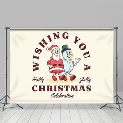 Lofaris Beige Schneemann Weihnachtsmann Stechpalme Lustig Weihnachten Hintergrund