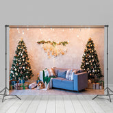 Lofaris Beige Wand Blau Sofa Weihnachten Baum Weihnachten Hintergrund