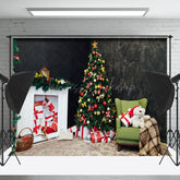 Lofaris Schwarz Zimmer Weiß Kamin Weihnachten Foto Hintergrund