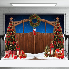 Lofaris Blau Heilig Nacht Aus Holz Tor Weihnachten Stimmung Hintergrund