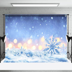 Lofaris Blau Eis Schneeflocke Licht Bokeh Nacht Winter Hintergrund