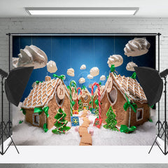 Lofaris Blau Himmel Wolken Weg Schneebedeckt Weihnachten Haus Hintergrund