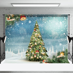 Lofaris Blau Schneeflocke Glocke Kiefer Baum Weihnachten Hintergrund