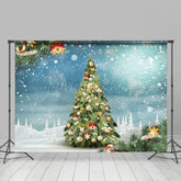Lofaris Blau Schneeflocke Glocke Kiefer Baum Weihnachten Hintergrund