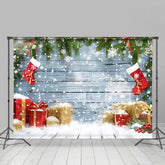 Lofaris Blau Aus Holz Wand Socken Schneeflocken Weihnachten Hintergrund