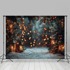 Lofaris Verschwommen Licht Funkeln Schneebedeckt Weg Weihnachten Hintergrund