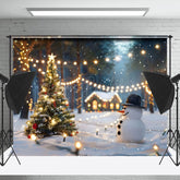 Lofaris Verschwommen Licht Streifen Schneemann Bäume Weihnachten Hintergrund