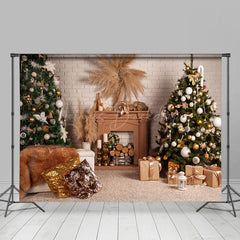 Lofaris Boho Leder Kranz Ziegel Wand Weihnachten Hintergrund