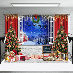 Lofaris Ziegel Wand Vorhang Fenster Weihnachtsmann Nacht Weihnachten Hintergrund
