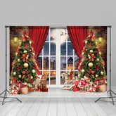 Lofaris Ziegel Wand Fenster Vorhang Weihnachten Baum Hintergrund