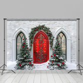 Lofaris Ziegel Haus Rot Tür Baum Weihnachten Stimmung Hintergrund