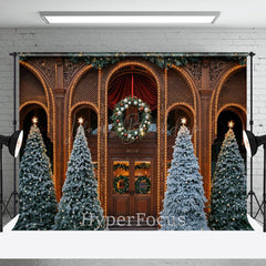 Lofaris Braun Jahrgang Haus Weihnachten Bäume Weihnachten Hintergrund