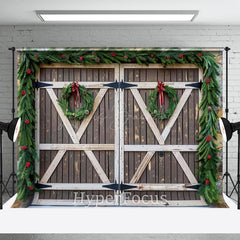 Lofaris Braun Weiß Aus Holz Tür Kranz Weihnachten Hintergrund