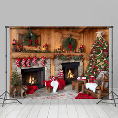 Lofaris Kabine Kamin Socken Hund Stuhl Weihnachten Hintergrund