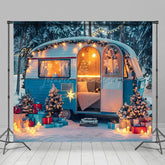 Lofaris Camper Van Festlich Bäume Winter Wunderland Hintergrund