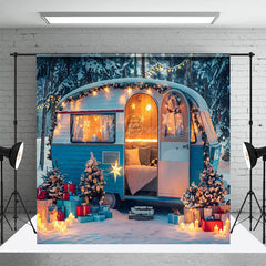 Lofaris Camper Van Festlich Bäume Winter Wunderland Hintergrund